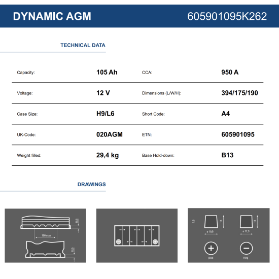 Varta Silver Dynamic AGM A4 (105Ah)